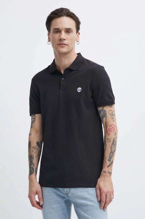 Timberland tricou polo barbati, culoarea negru, neted, TB0A2DJE0011