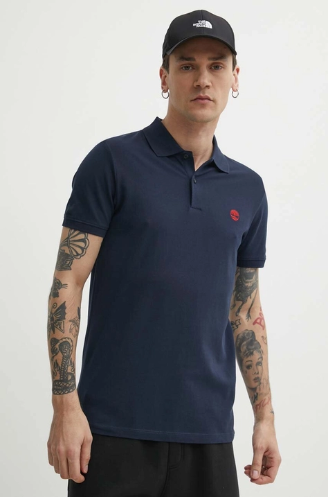 Timberland tricou polo barbati, culoarea albastru marin, cu imprimeu, TB0A2DJE4331