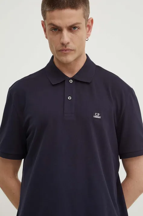 Polo majica C.P. Company Stretch Piquet Regular za muškarce, boja: tamno plava, s aplikacijom, 16CMPL094A005263W
