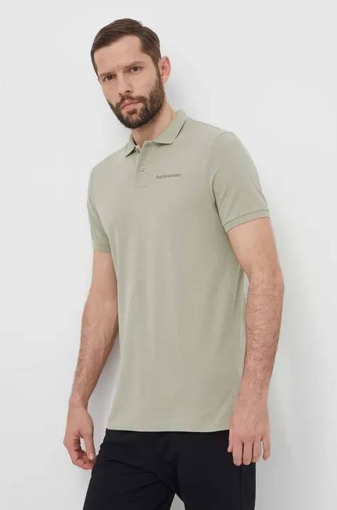 Βαμβακερό μπλουζάκι πόλο Peak Performance χρώμα: πράσινο