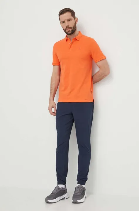 Βαμβακερό μπλουζάκι πόλο Peak Performance χρώμα: πορτοκαλί