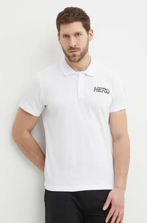 Bavlněné polo tričko Rossignol HERO bílá barva, s potiskem, RLMMY05