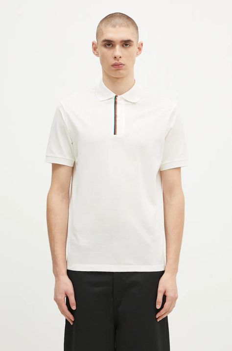 Paul Smith polo bawełniane kolor beżowy gładki M1R-958PP-L00089