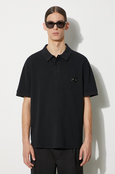 Neil Barrett cotton polo shirt Loose Pierced Nipple Polo black color smooth MY70223A-Y517-001N