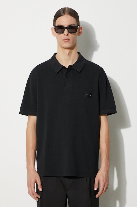 Bavlněné polo tričko Neil Barrett Loose Pierced Nipple Polo černá barva, MY70223A-Y517-001N