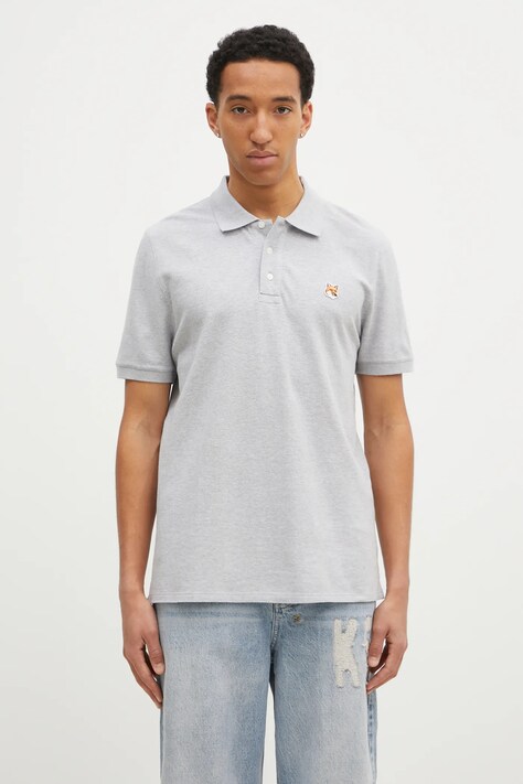 Бавовняне поло Maison Kitsuné Fox Head Patch Regular Polo колір сірий з аплікацією LM00208KJ7002