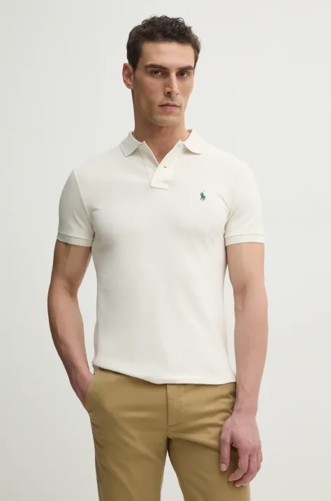 Polo Ralph Lauren polo bawełniane kolor beżowy gładki 710680784