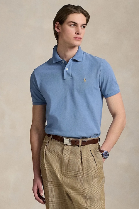 Bavlněné polo tričko Polo Ralph Lauren modrá barva, 710680784