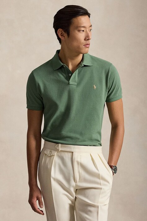 Polo Ralph Lauren polo pentru bărbați din bumbac verde 710680784