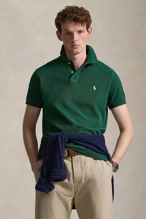 Polo Ralph Lauren polo bawełniane kolor zielony gładki 710680784