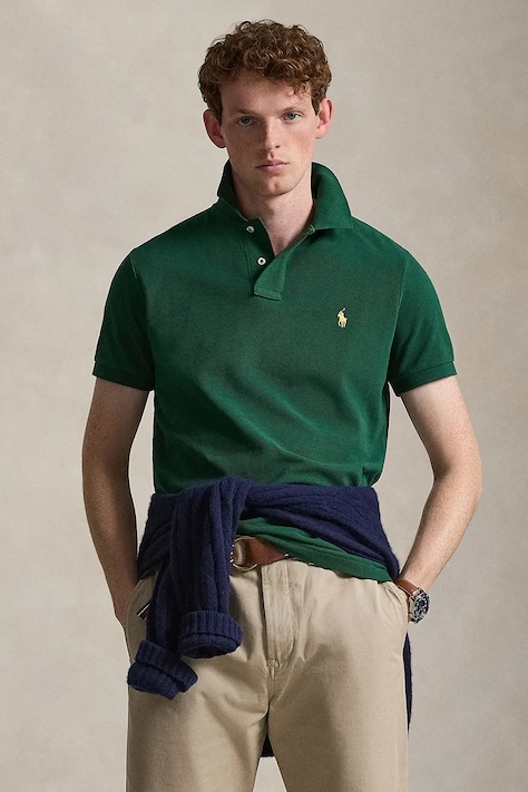Polo Ralph Lauren polo bawełniane kolor zielony gładki 710680784