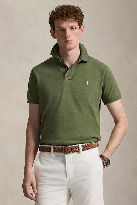 Polo Ralph Lauren polo bawełniane kolor zielony gładki 710680784