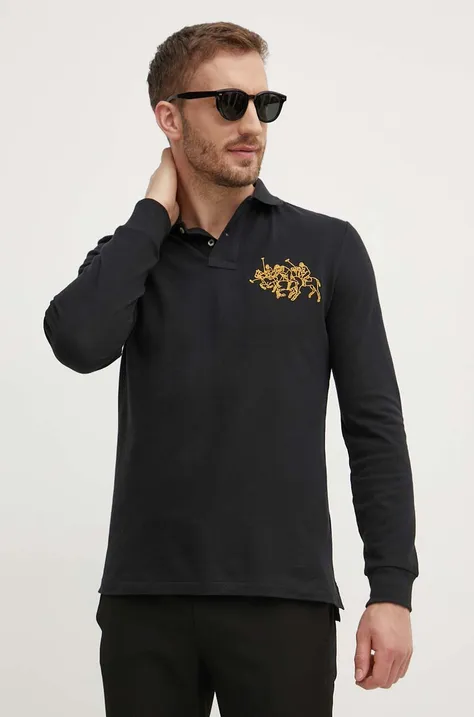 Βαμβακερή μπλούζα με μακριά μανίκια Polo Ralph Lauren χρώμα: μαύρο, 710926123