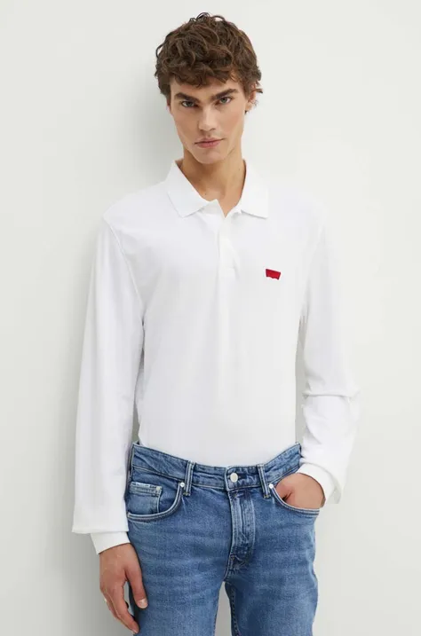 Tričko s dlhým rukávom Levi's pánske, biela farba, jednofarebné, A5797