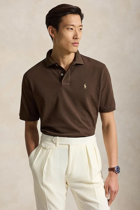 Polo Ralph Lauren polo męskie bawełniane brązowe 710534735