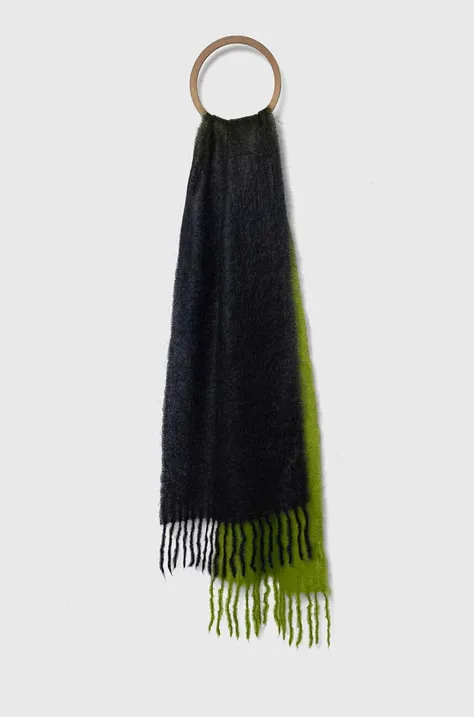 Шерстяной шарф Samsoe Samsoe цвет зелёный узорный