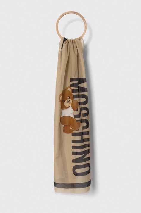 Шал с коприна Moschino в бежово с десен M5772 50223