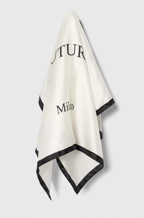 Копринено шалче Moschino в бяло с десен M2898 E3548