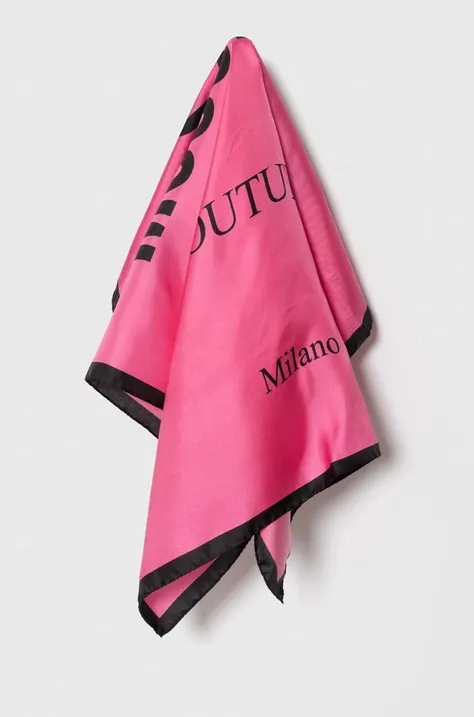 Шелковый платок на шею Moschino цвет розовый узор