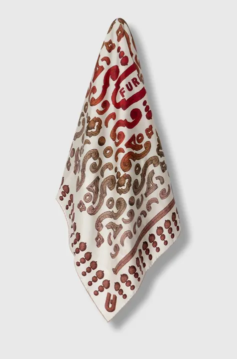 Hodvábna šatka Furla béžová farba, vzorovaná