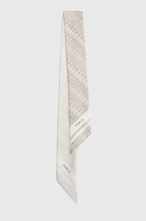 Hodvábna šatka Furla biela farba, vzorovaná