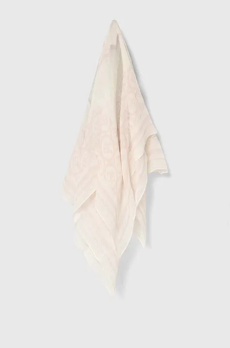 Lněný šátek Tommy Hilfiger růžová barva, AW0AW16029