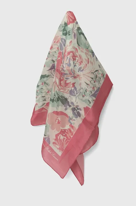 Hedvábný kapesníček Lauren Ralph Lauren růžová barva, 454943685