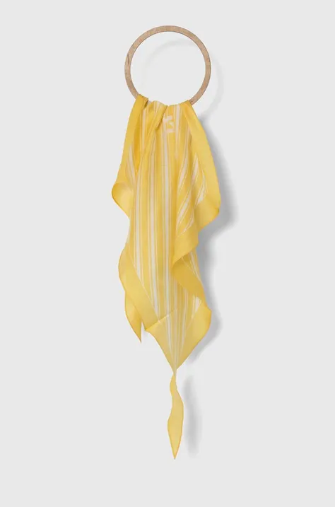 Lauren Ralph Lauren apaszka z domieszką jedwabiu kolor żółty wzorzysta 454943689