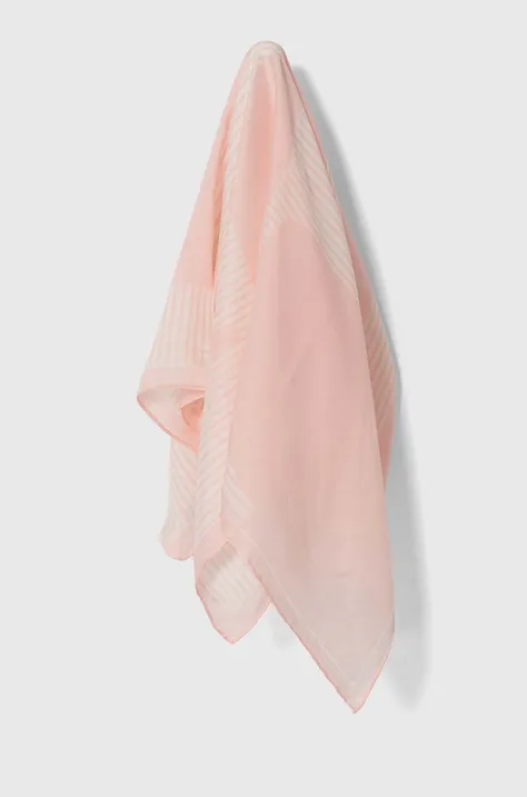 Lauren Ralph Lauren apaszka z domieszką jedwabiu kolor różowy wzorzysta 454943693