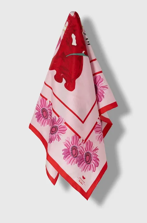 Hodvábna šatka Weekend Max Mara ružová farba, vzorovaná