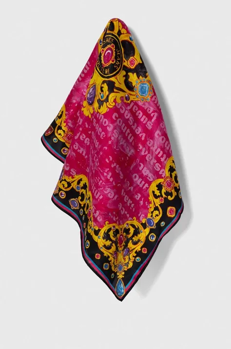 Versace Jeans Couture apaszka jedwabna kolor różowy wzorzysta