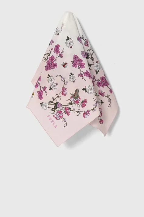 Bavlnená šatka Furla ružová farba, vzorovaná