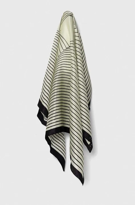 Шелковый платок на шею Sisley цвет бежевый узор