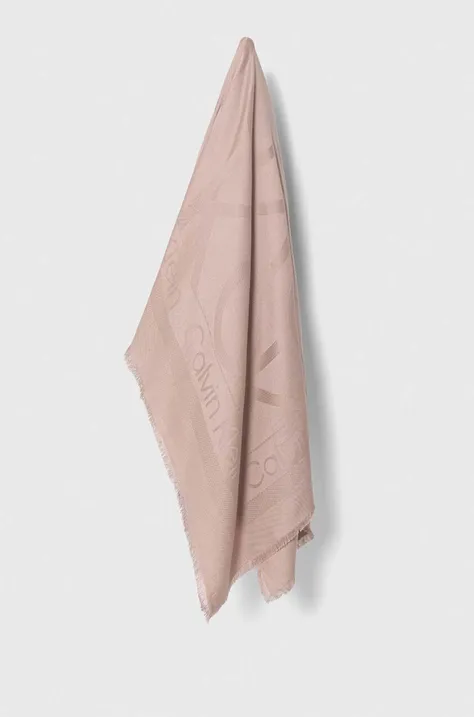 Calvin Klein chusta damska kolor beżowy gładka