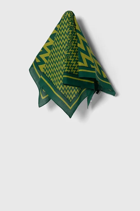 Бавовняна хустка на шию Lanvin колір зелений візерунок