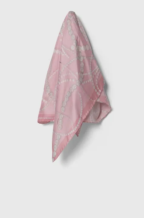 Шовкова хустка на шию Lanvin колір рожевий візерунок