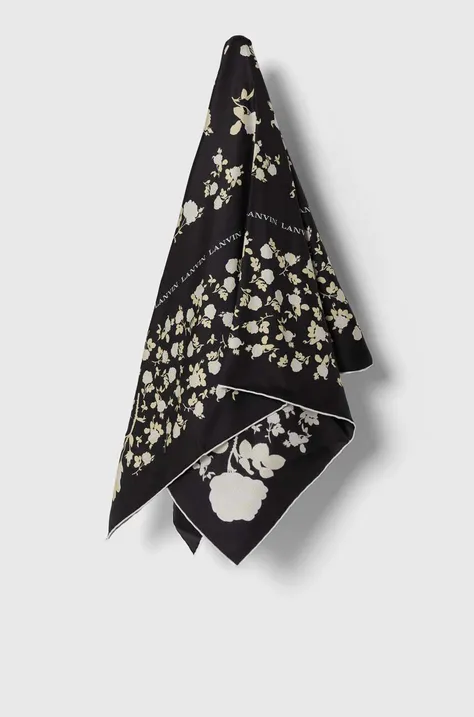 Hedvábný šátek Lanvin černá barva
