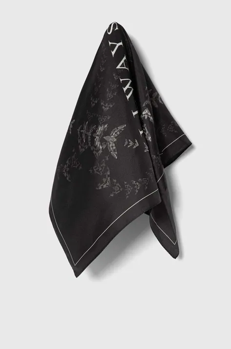 Svilena marama AllSaints boja: crna, s uzorkom
