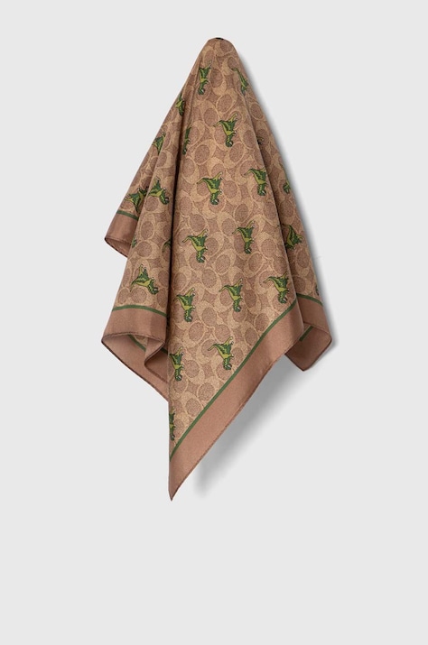 Coach esarfa de matase culoarea maro, modelator