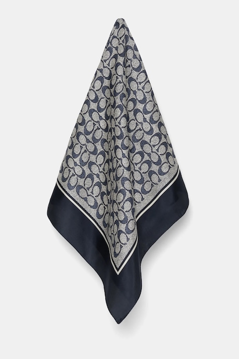 Coach eșarfă de mătase culoarea bleumarin, cu imprimeu, 29C2755