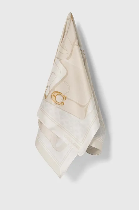 Шелковый платок Coach цвет бежевый узор