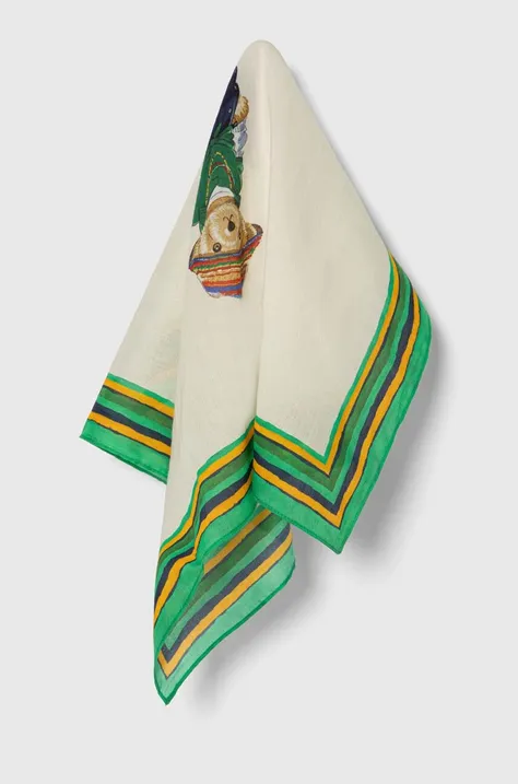 Bavlnená šatka Polo Ralph Lauren zelená farba, vzorovaná, 455950113