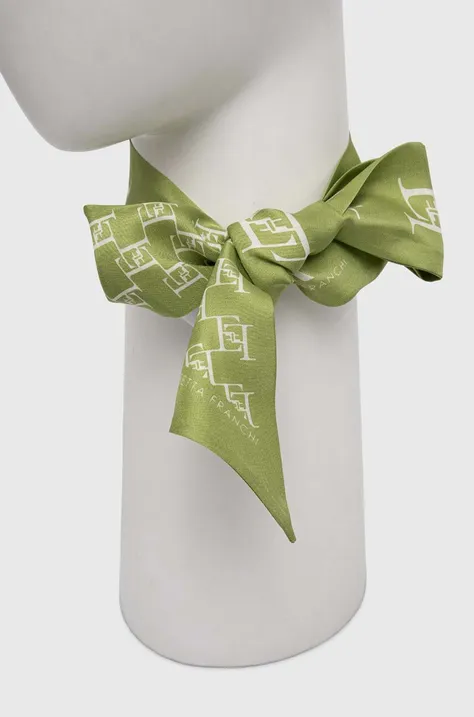 Шелковый платок на шею Elisabetta Franchi цвет зелёный узорный