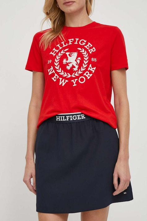 Sukňa Tommy Hilfiger tmavomodrá farba, mini, rovný strih, WW0WW40515