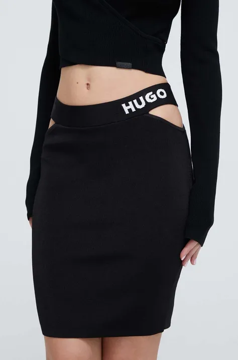 HUGO spódnica kolor czarny mini ołówkowa