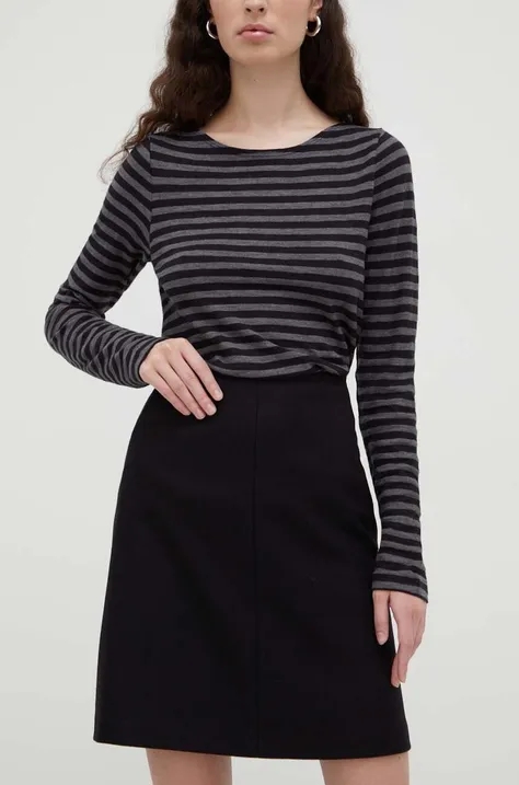 Vlnená sukňa Marc O'Polo čierna farba, mini, rovný strih, 310045120163