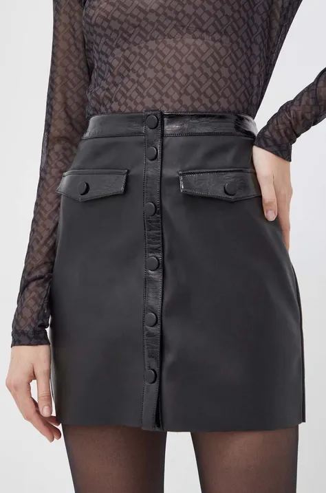 Bruuns Bazaar szoknya fekete, mini, egyenes