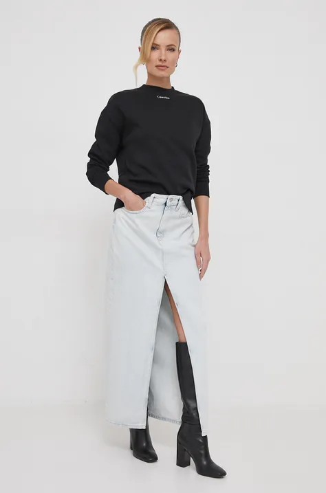 Дънкова пола Calvin Klein Jeans в синьо среднодълга със стандартна кройка J20J222489