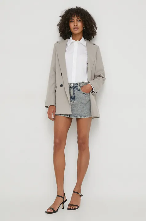 Rifľová sukňa Calvin Klein Jeans mini,rovný strih,J20J222502