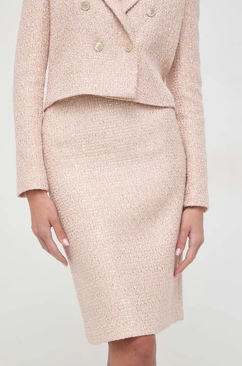 Suknja s primjesom vune Twinset boja: ružičasta, mini, ravna